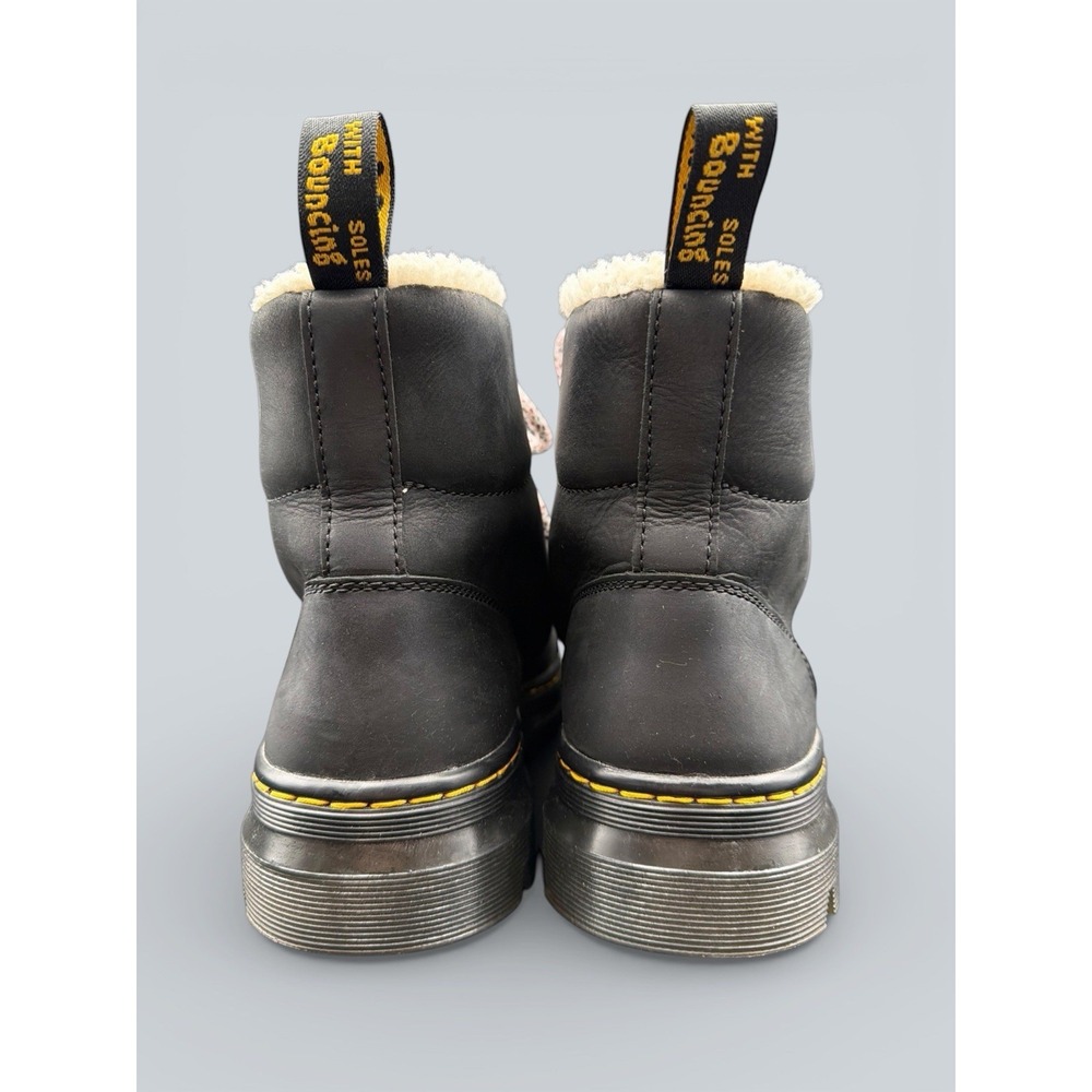 Dr. Martens Combs Black Wyoming Faux Shearling Lined Casual Boots Moto Combat 9 - Picture 4 of 11